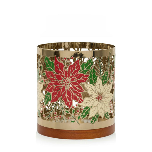 Metal Poinsettia  Jar Candle Holder